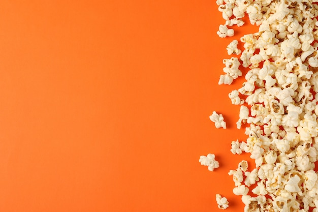 popcorn on orange background