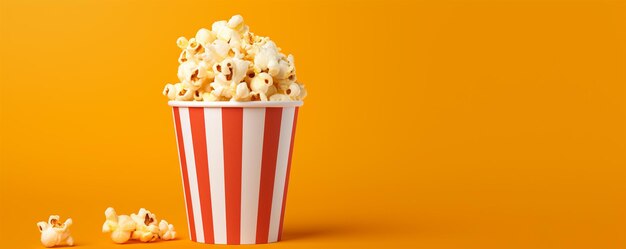 Popcorn in the paper bowl on a pastel background