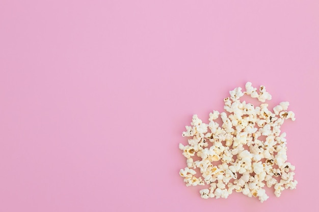 Popcorn on pink background