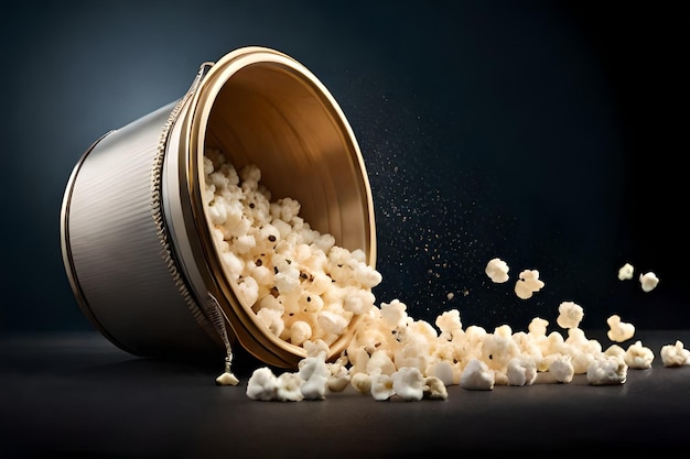 Popcorn spilled on a dark background