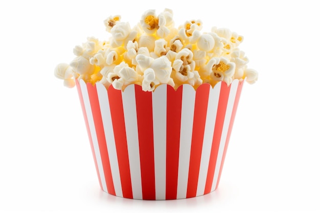 Popcorn striped bucket on white background