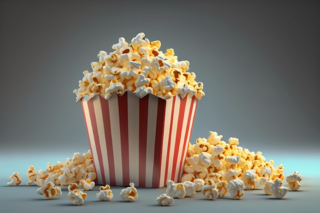 Photo popcorn in a striped red and white striped container