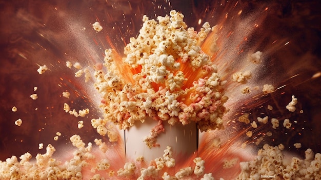 a popcorn that is on fire