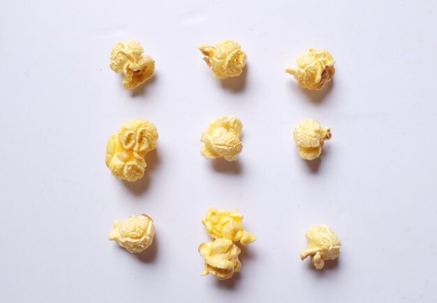 Popcorn on a white background