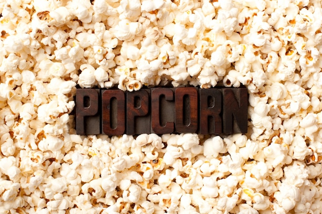 popcorn word on popcorn wall