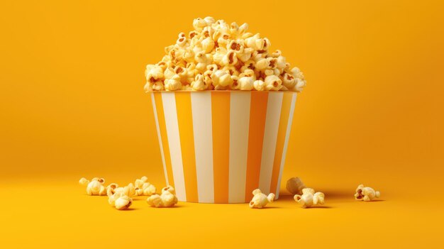 Popcorn on yellow background generative ai