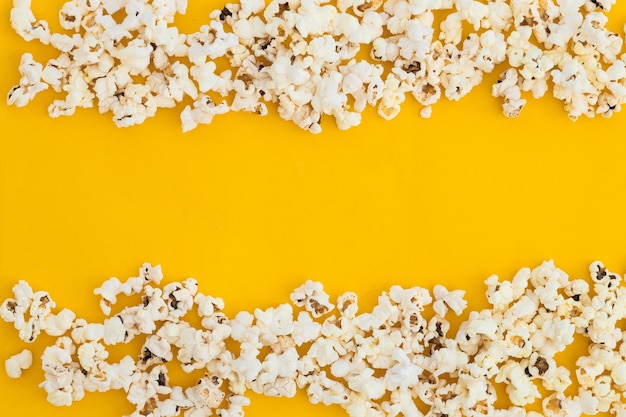 Popcorn on yellow background