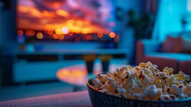 Foto popcornbak op tafel