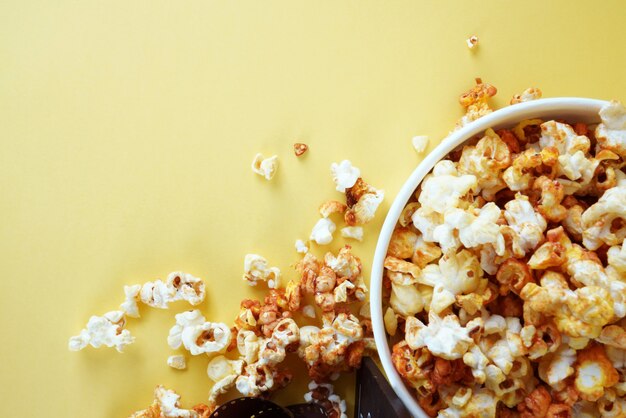 Popcorns in a bucket for a movie session 