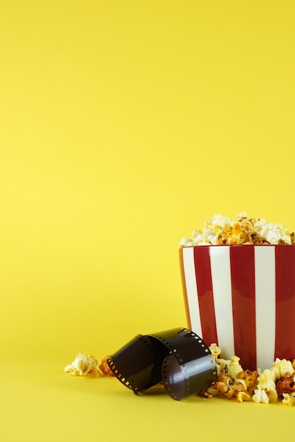 Popcorns in a bucket for a movie session 