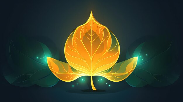 Poplar leaf Flat vector cartoon 2d lighting glow generated by artificial intelligence