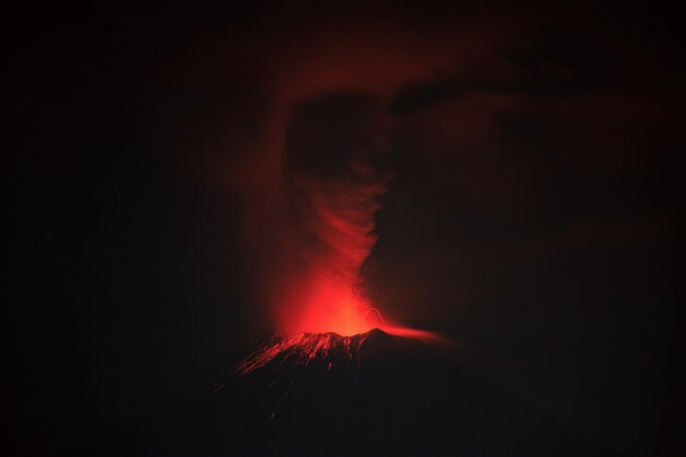 Popocatepetl Volcano Crater Eruption Seen from Puebla Mexico