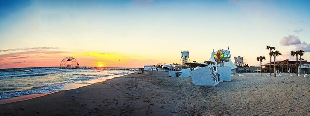 Popovka Ukraine August 2012 Picture of beautiful sunset from Black sea beach