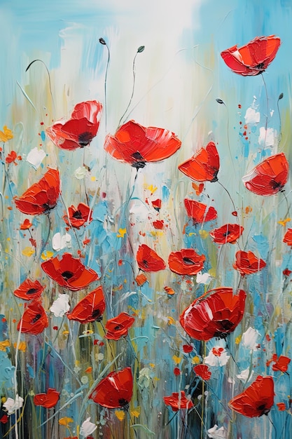 poppies in a field of wild flowers