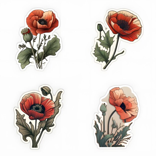 poppies flower sticker