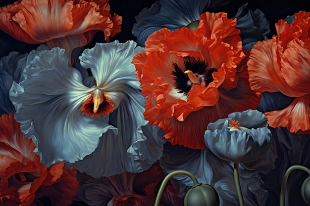 Foto poppies op een donkere achtergrond