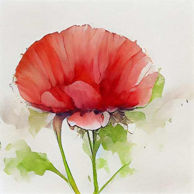 Poppy Beautiful Flower Watercolor Colorful Illustration