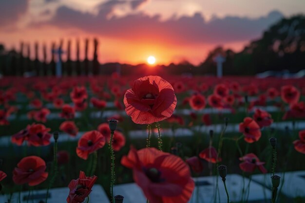 poppy field gedenkdag ai gegenereerd