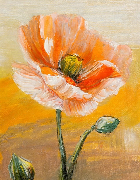 Poppy flower abstract art painting