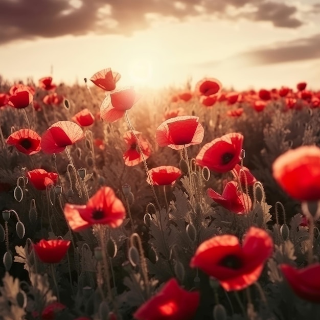 Poppy flower background for Anzac day Illustration AI Generative