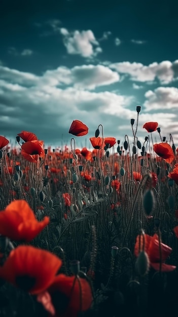 Photo poppy flower background for anzac day illustration ai generative