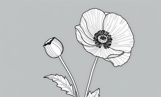 Photo poppy flower coloring page for kids
