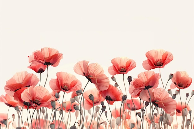 Poppy flower composition Memorial day Generative AI