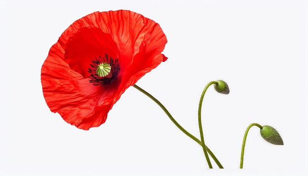 Photo poppy flower elevation side view isolated