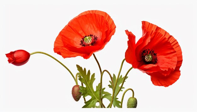 Photo poppy flower elevation side view isolated