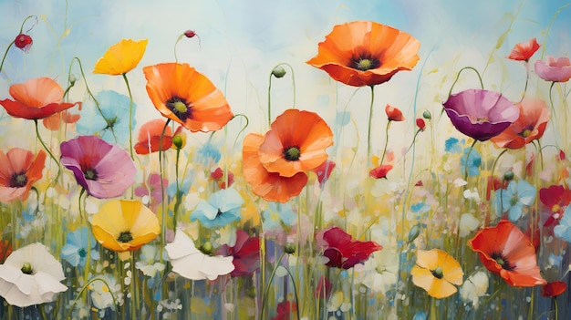 poppy flower field background image 2