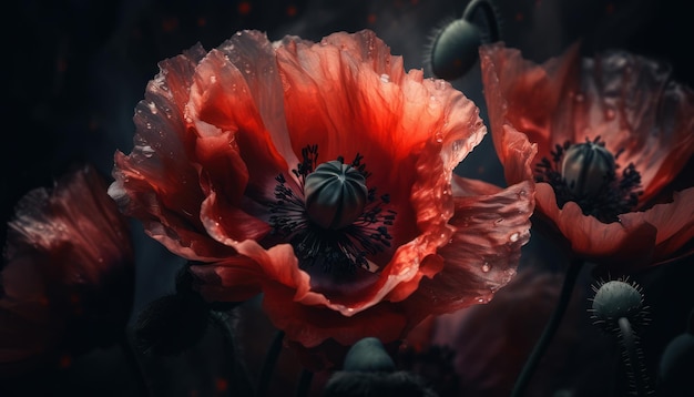 Poppy Flower op donkere generatieve AI