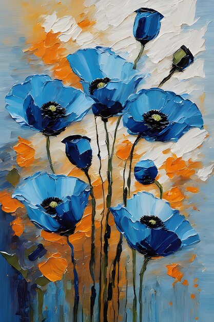 Poppy flower painting Palette knife