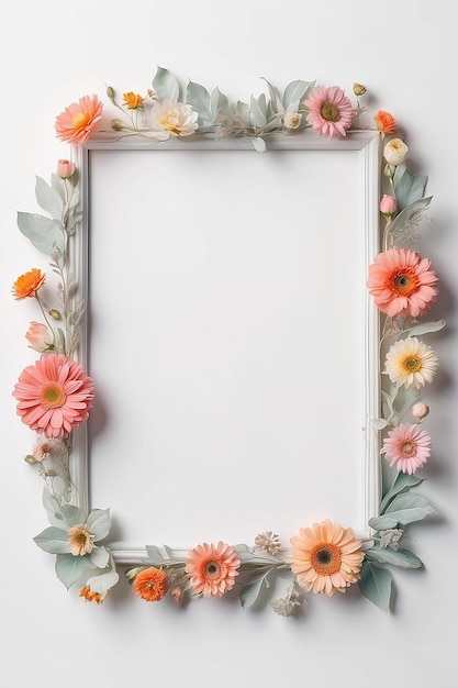 Poppy Panorama Pastel blank Frame Mockup with white empty space for placing your design