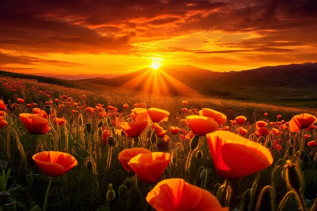 Photo poppy paradise natures masterpiece