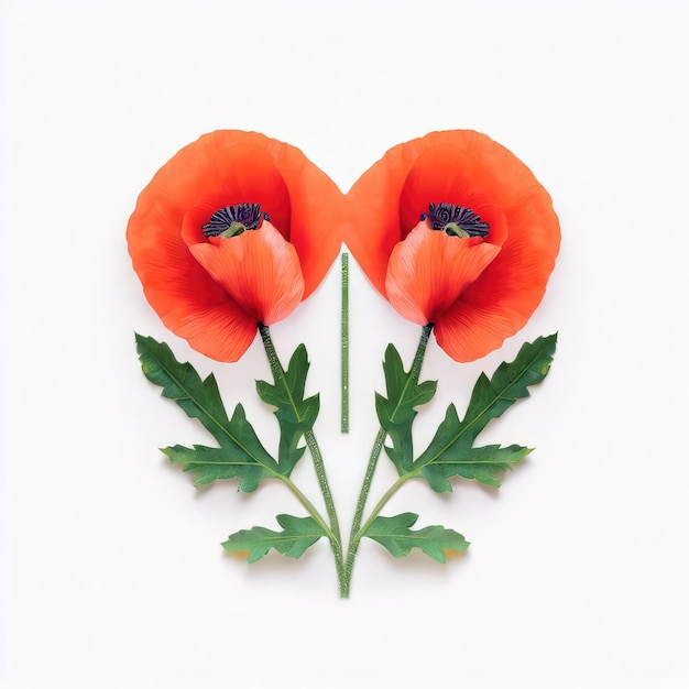 Poppy Petals Melding into a Heart Generative AI