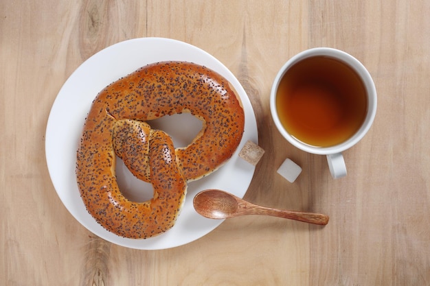 Poppy pretzel and tea cup