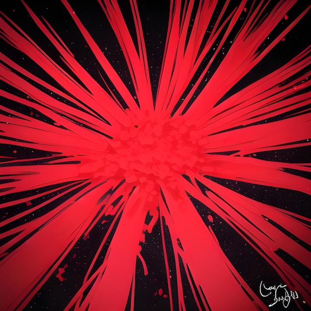 Poppy red color powder explosion on black background