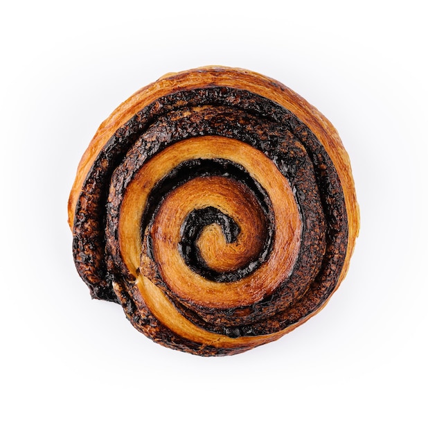 Poppy seed danish pastry roll top view