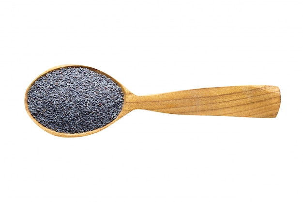 Poppy seeds in wooden 