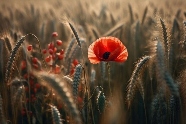 A poppy in a wheat field