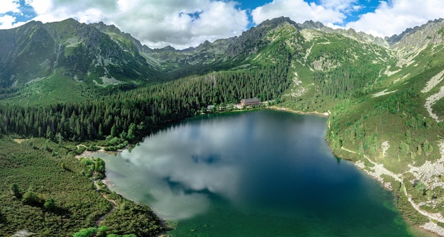 Poprad Lake Popradske pleso is a famous destination in High Tatras national park Slovakia