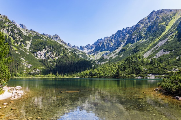 Poprad Mountain Lake or Popradske Pleso is the mountain lake located in the High Tatras Slovakia