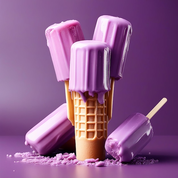 Photo popsicle ice cream in a vibrant burst of sweetness