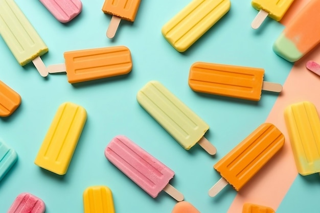 Popsicle Kleurrijke Bevroren ijs behandelt fruit zomer zoete achtergrond