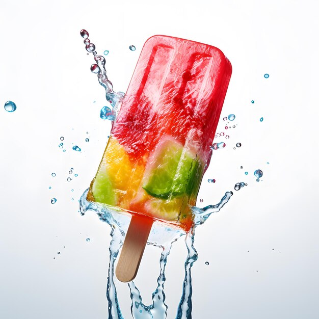 a popsicle with water splashing