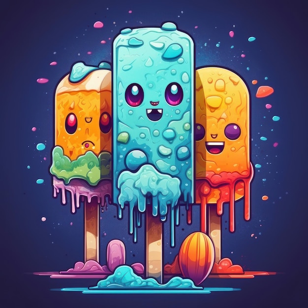 Photo popsicles in an art style