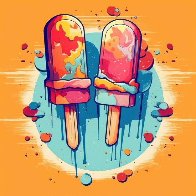 Popsicles in an art style