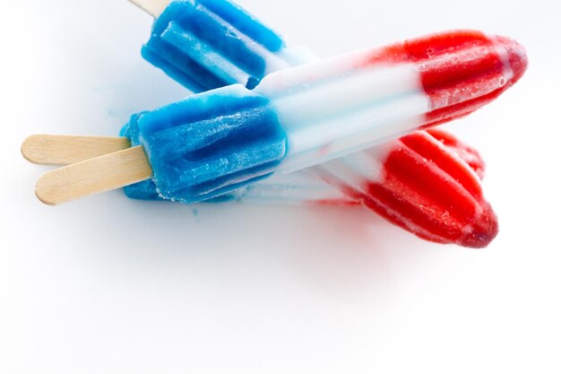 Popsicles with red, white, and blue colors.