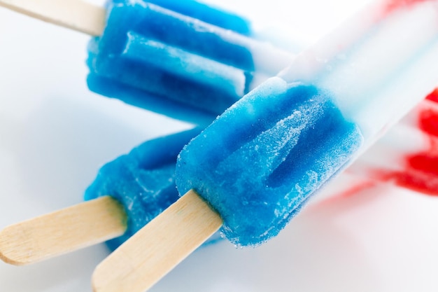 Popsicles with red, white, and blue colors.