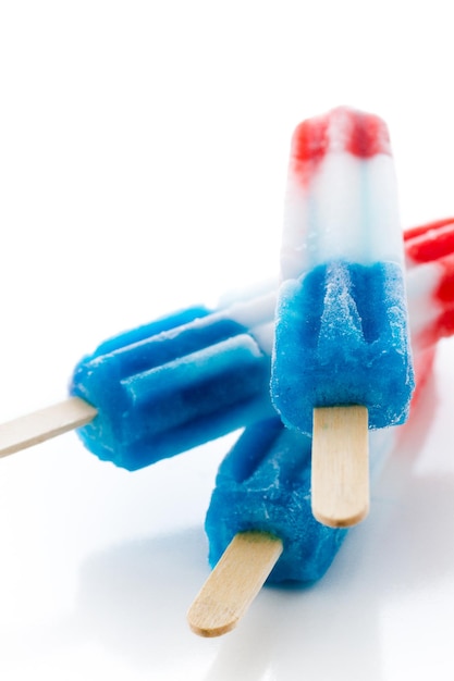 Popsicles with red, white, and blue colors.